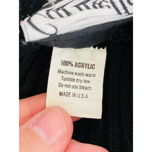 Vintage 80s Black White Sweater Women Medium Casual Preppy Retro Bold Floral - Picture 7 of 7